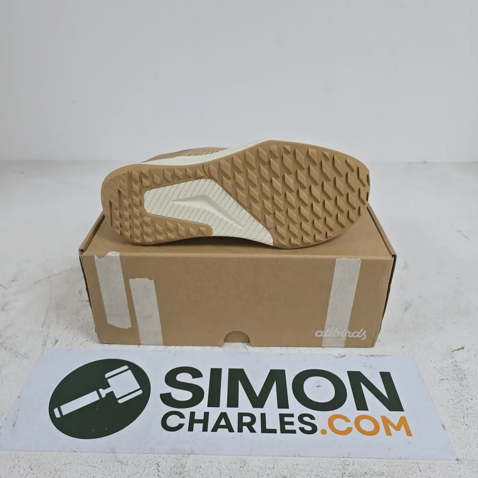 BOXED PAIR OF ALLBIRDS TREE GLIDER TRAINERS IN STORMY BEIGE - W8