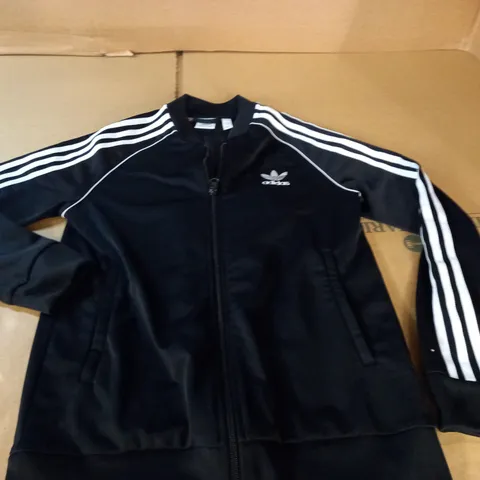 ADIDAS BLACK ZIP THROUGH JACKET - 11/12 YRS