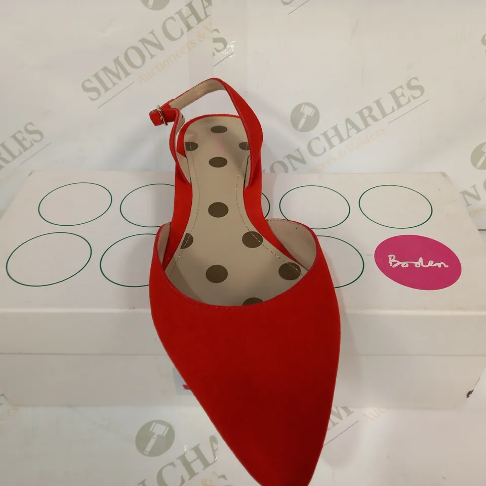 BOXED PAIR OF BODEN CECELIA SLINGBACK FLATS IN RED EU SIZE 41