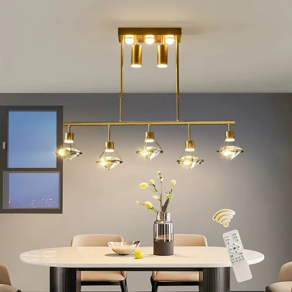 BOXED 10-LIGHT GOLD LED KITCHEN ISLAND PENDANT 