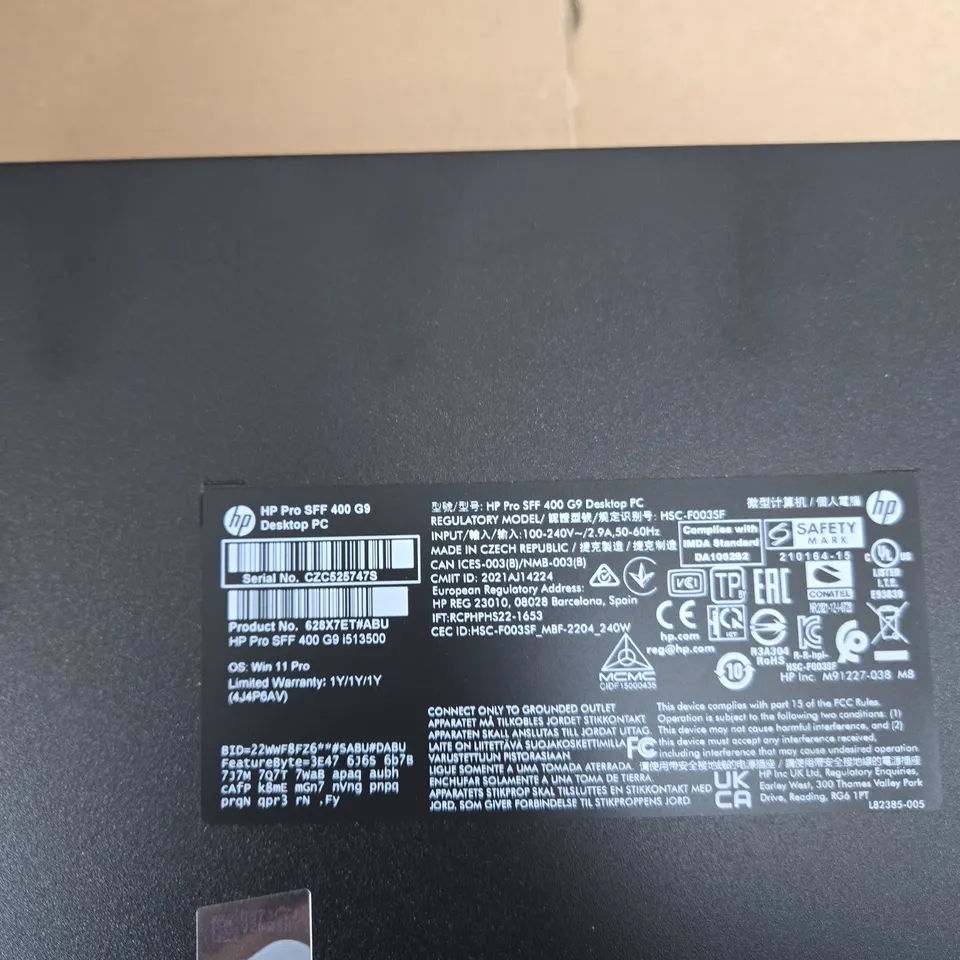 HP PRO SFF 400 G9 DESKTOP PC – SMALL FORM FACTOR, INCLUDES POWER CORD AND WIRED MOUSE