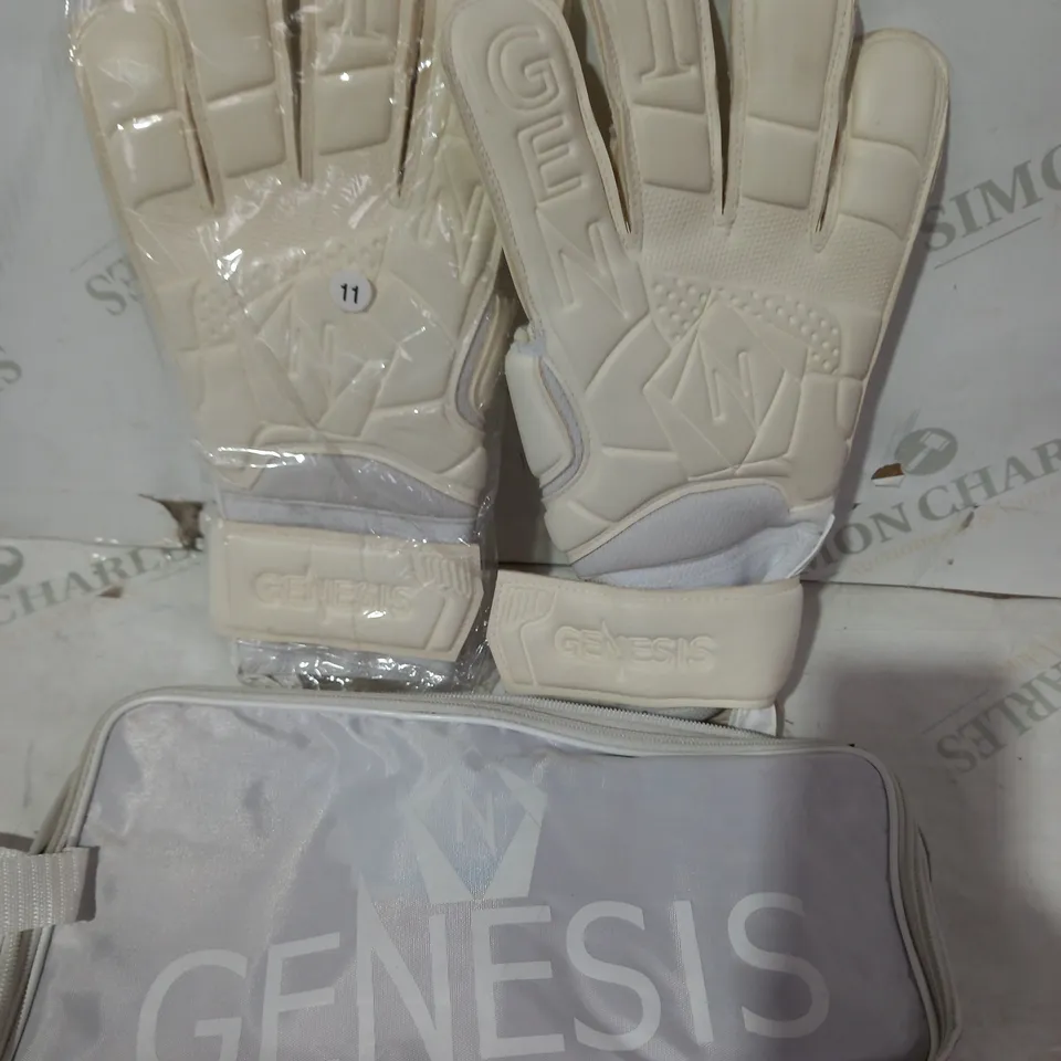 GENESIS GOALKEEPER GLOVES IN CREAM/WHITE SIZE 11