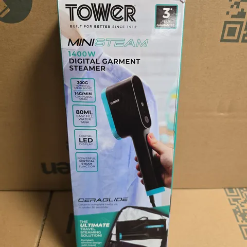 TOWER MINISTEAM 1400W DIGITAL GARMENT STEAMER – BOXED