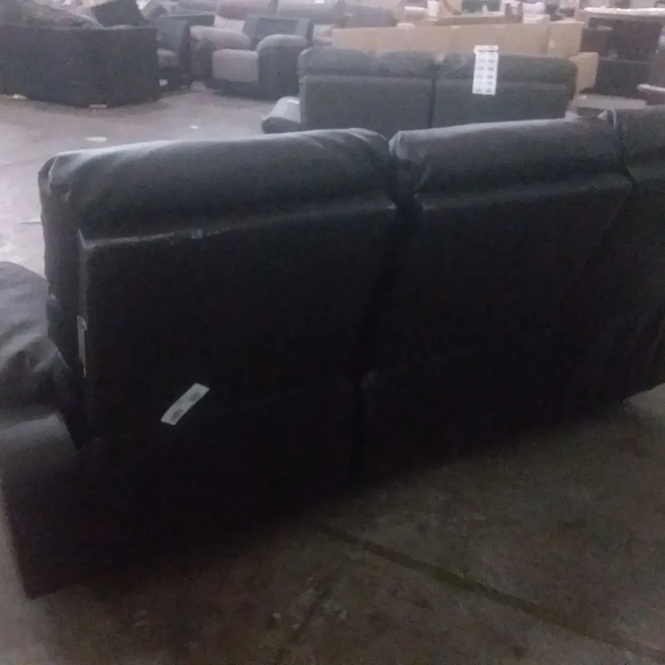 DESIGNER SORRENTO BLACK LEATHER RECLINING THREE SEATER SOFA