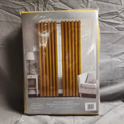 UNBRANDED EYELET THERMAL BLACKOUT CURTAINS IN MUSTARD (46"X90")