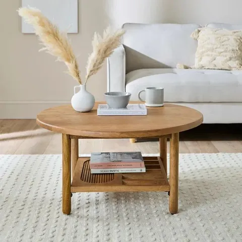 BOXED KHARI ROUND COFFEE TABLE, MIDTONE MANGO WOOD (1 BOX)
