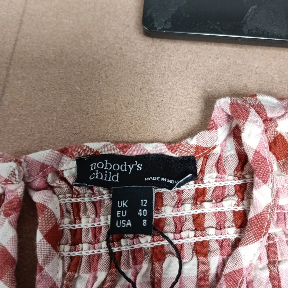 NOBODY'S CHILD PINK NAT SHIRRED TOP, UK 12
