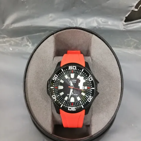 CITIZEN PROMASTER DIVER E-DRIVE MEN'S ORANGE PU STRAP WATCH