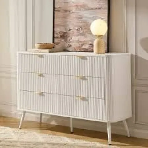 BOXED DUSK HATTIE 6 DRAWER LARGE CHEST - WARM WHITE
