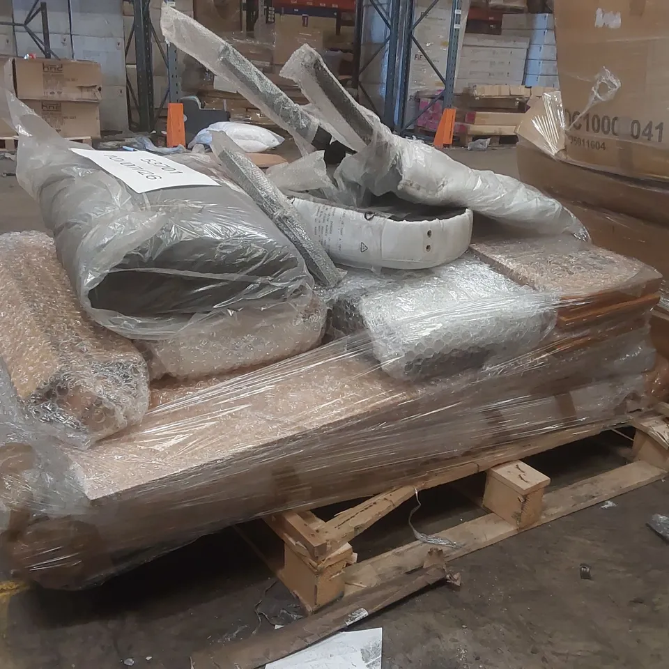PALLET CONTAINING A VERY LARGE QUANTITY OF ASSORTED DESIGNER FURNITURE PARTS INCLUDING: CHAIR PARTS ECT