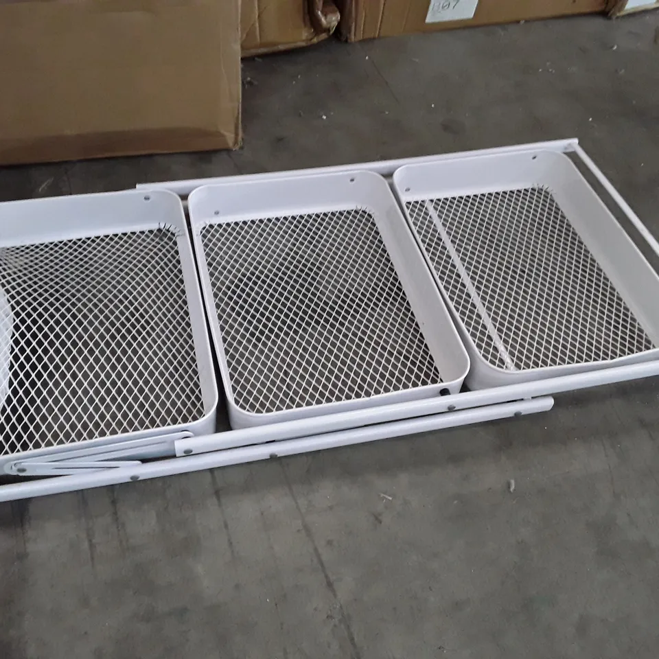 BOXED 3 TIER FOLDABLE METAL MESH STORAGE RACK - WHITE 
