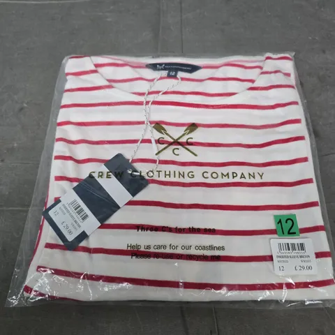 CREW CLOTHING COMPANY BRETON STRIPE TOP – UK SIZE 12 (WHITE & RED)