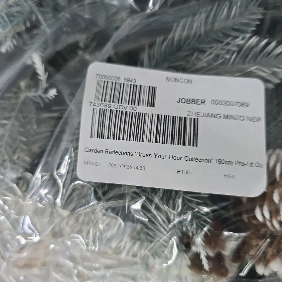 GARDEN REFLECTIONS DRESS YOUR DOOR COLLECTION 180CM PRE-LIT OUTDOOR WREATH