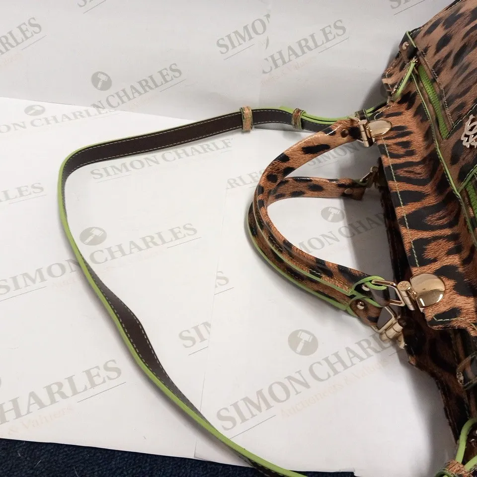 ROBERTO CAVALLI PYTHON FLURO LIME BOWLING DIVA BAG