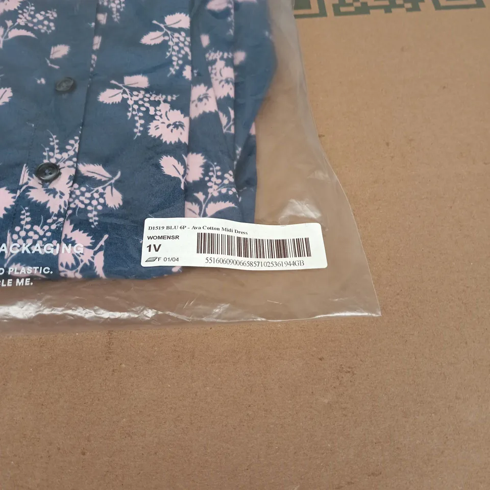 BODEN AVA COTTON MIDI DRESS BLUE UK 6P