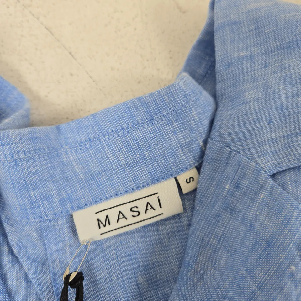 MASAI BLUE SHIRT – WOMEN'S SIZE S, LONG-SLEEVE, BUTTON-FRONT