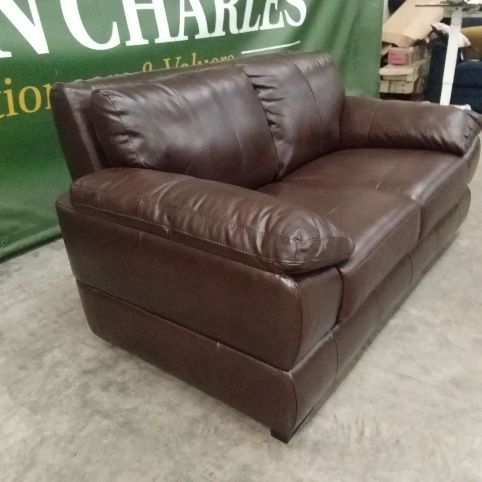 MARLOW ITALIAN LEATHER 2 SEATER SOFA - CHOCOLATE RRP £1299