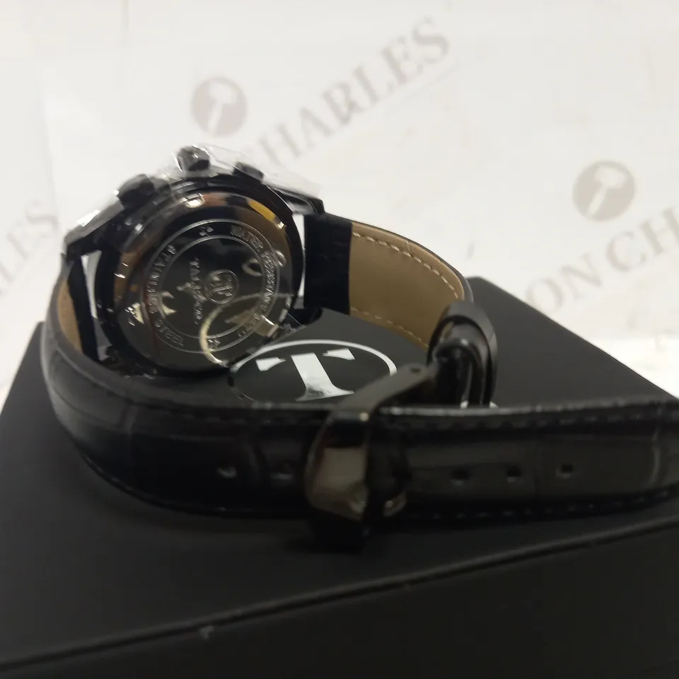 TALIS CO ROYAL BLUE CHRONOGRAPH LEATHER STRAP WATCH RRP £650