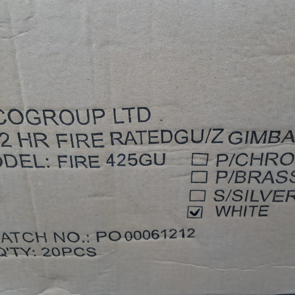 PALLET CONTAINING 17 20-PACK BOXES OF EMCOLITE 100 MINUTE FIRE RATED GU10 GIMBAL DOWNLIGHTS