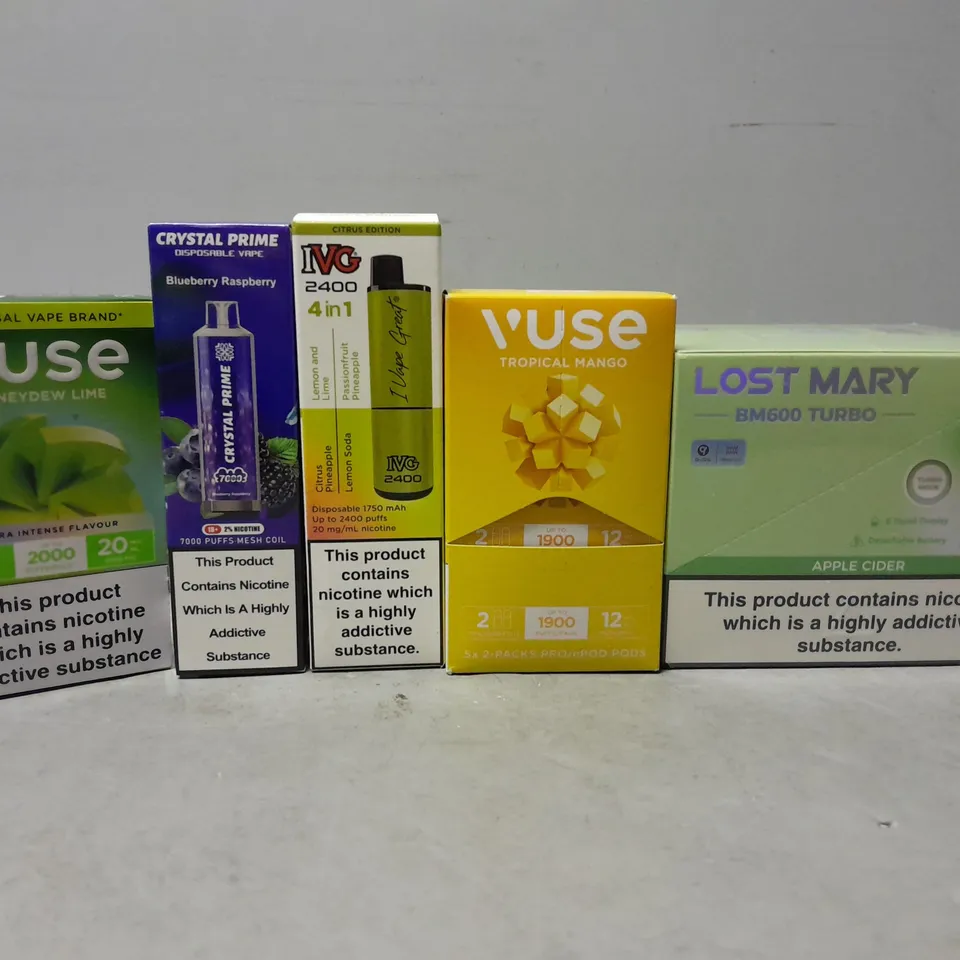 APPROXIMATELY 15 ASSORTED E-CIGARETTE PRODUCTS TO INCLUDE - LOST MARY , VUSE , IVG 2400 ETC