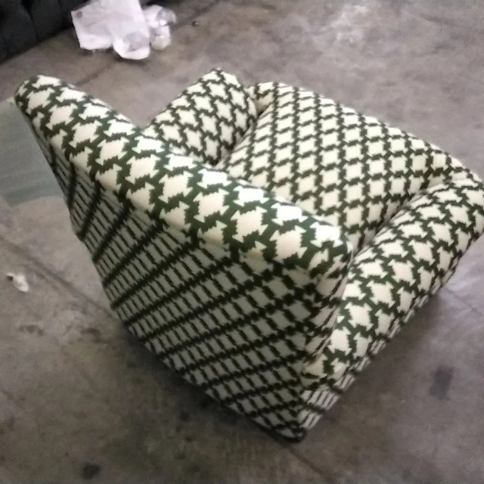THE LOUNGE COMPANY GREEN/CREAM PATTERNED ARMCHAIR 