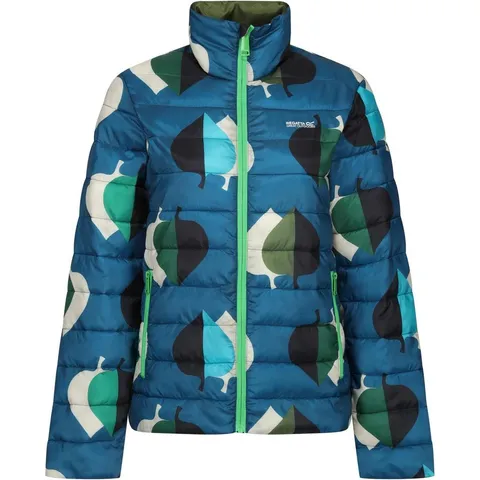 BRAND NEW REGATTA WOMENS ORLA KIELY PRINTED BAFFLE JACKET IN ELM LEAVE TEAL - SIZE 16