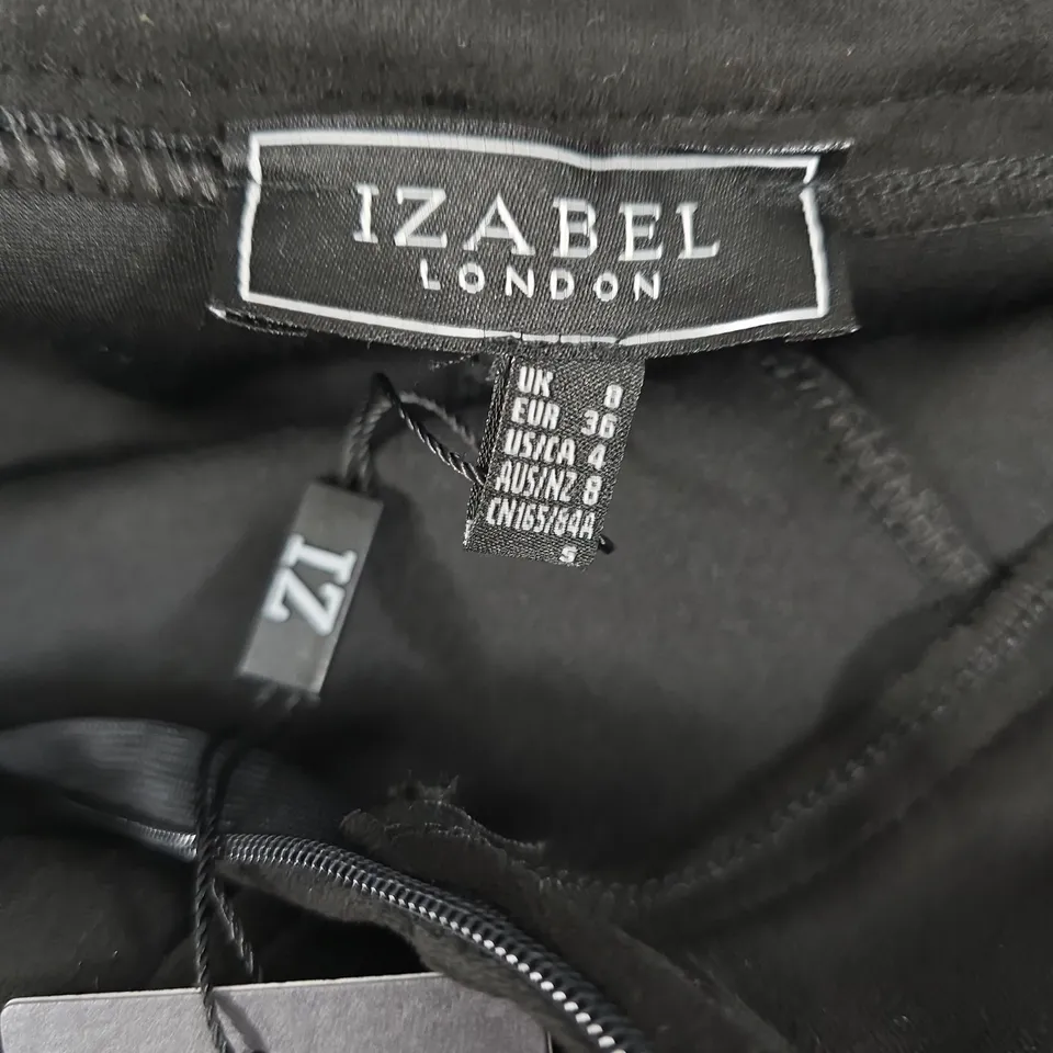 IZABEL LONDON BLACK BELTED MID SKIRT - 8