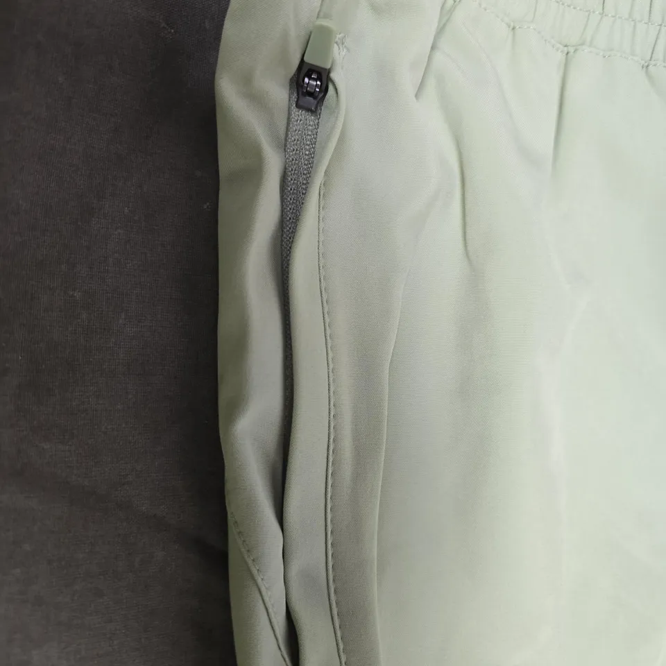 GYM KING WASHED SAGE SHORTS – ELASTIC WAIST WITH SIDE ZIP POCKET