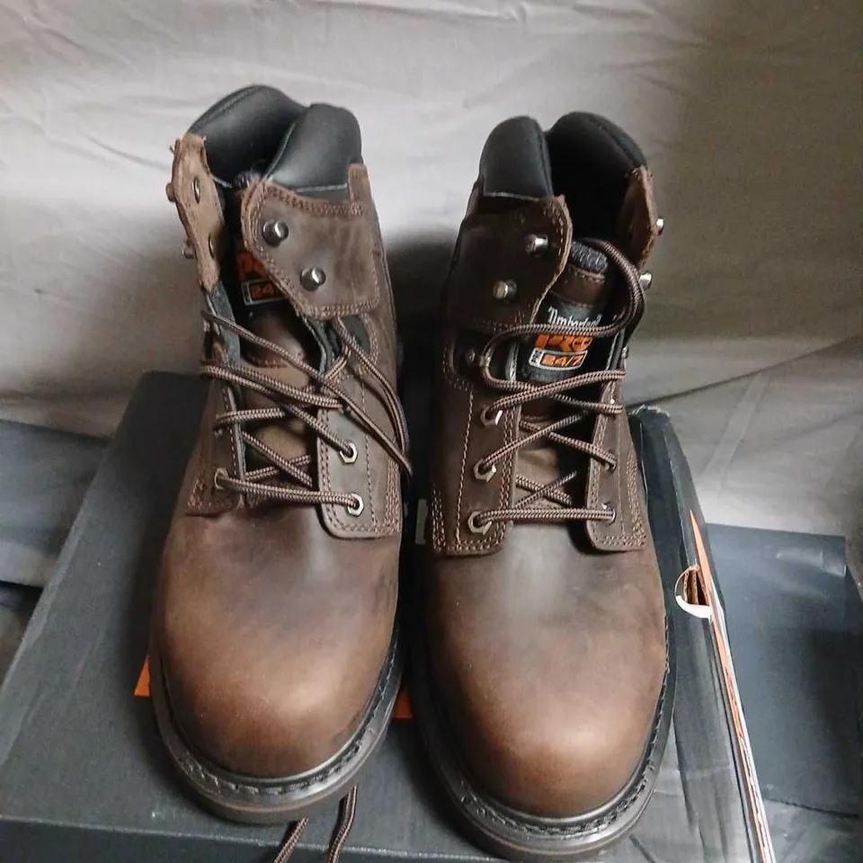 TIMBERLAND PRO PIT BOSS 6-INCH STEEL TOE BOOTS – BROWN LEATHER, UK 8.5 (US 9.5)