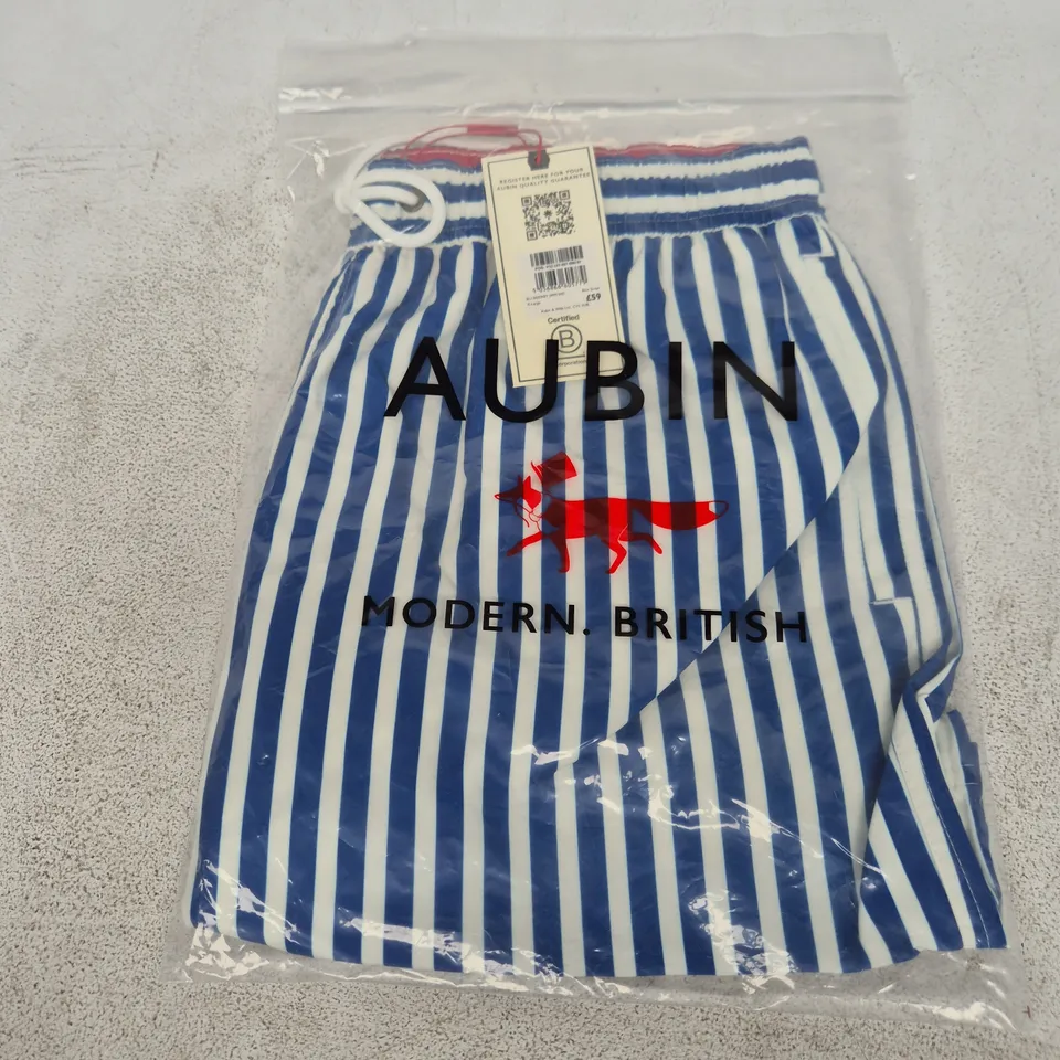 BAGGED AUBIN BLU BARDNEY SWIM SHORTS IN BLUE STRIPE - XL