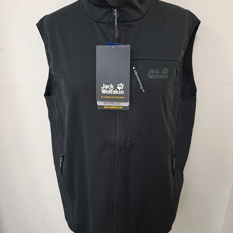 JACK WOLFSKIN HIGHEST PEK VEST IN BLACK - UK 40