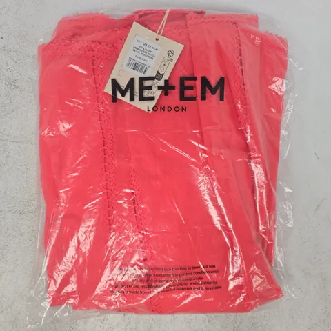 BAGGED ME + EM FIT & FLARE EMBROIDERY STITCH DETAIL MAXI DRESS IN CANDY CORAL SIZE UK 12