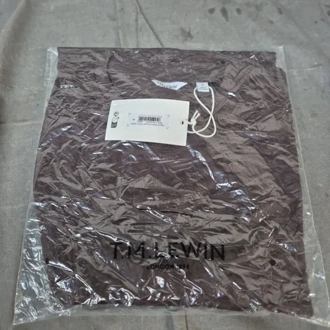 TM LEWIN ORGANIC COTTON CREWNECK T-SHIRT – COFFEE, SIZE S