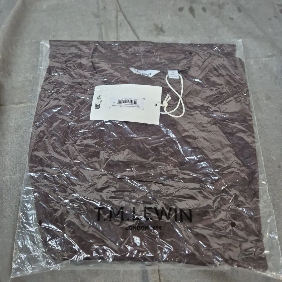TM LEWIN ORGANIC COTTON CREWNECK T-SHIRT – COFFEE, SIZE S