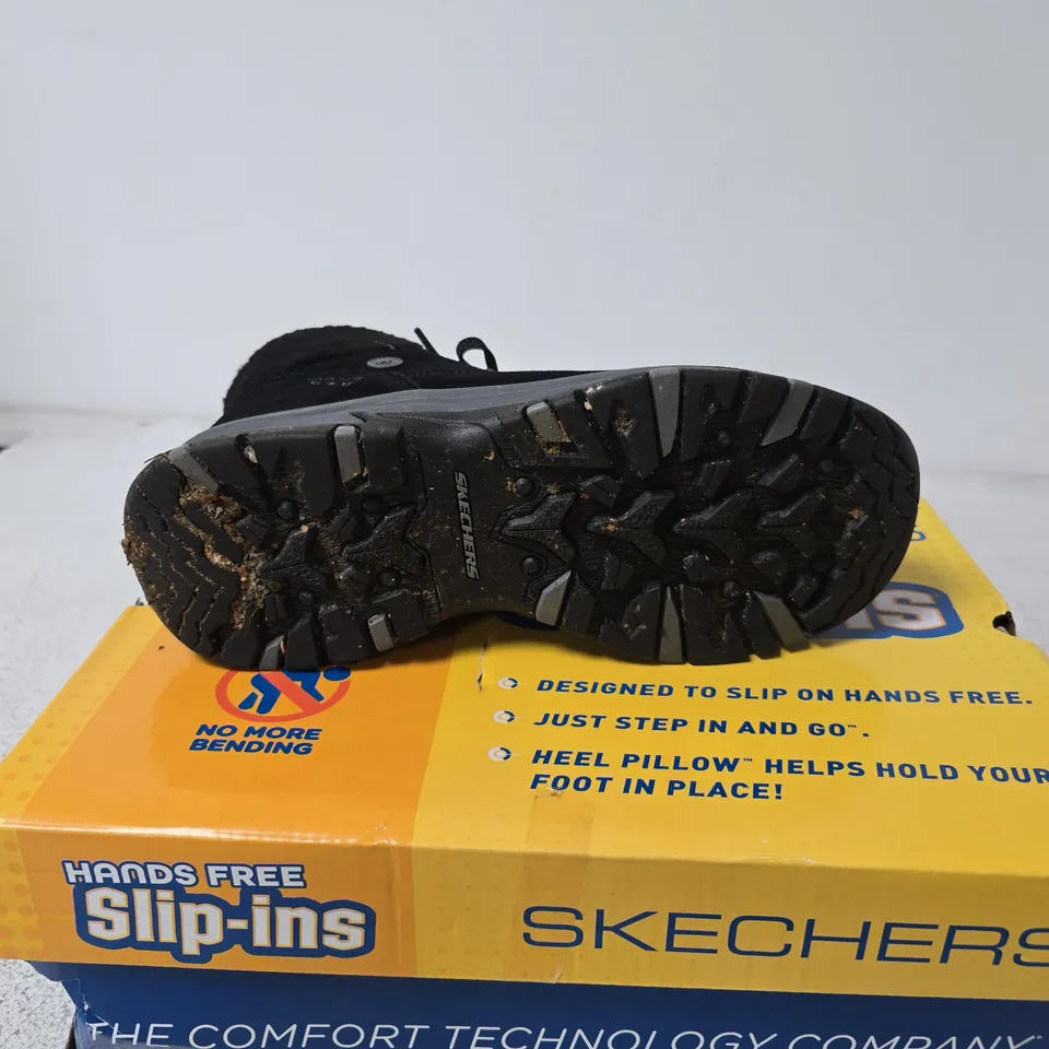 SKECHERS SLIP INS BLACK HIKING BOOTS UK 6.5 BOXED