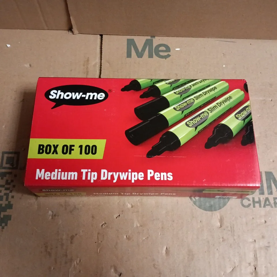 SHOW-ME DRYWIPE PENS – BOX OF 100 MEDIUM TIP WHITEBOARD MARKERS (CLASSPACKS BULK BOX)