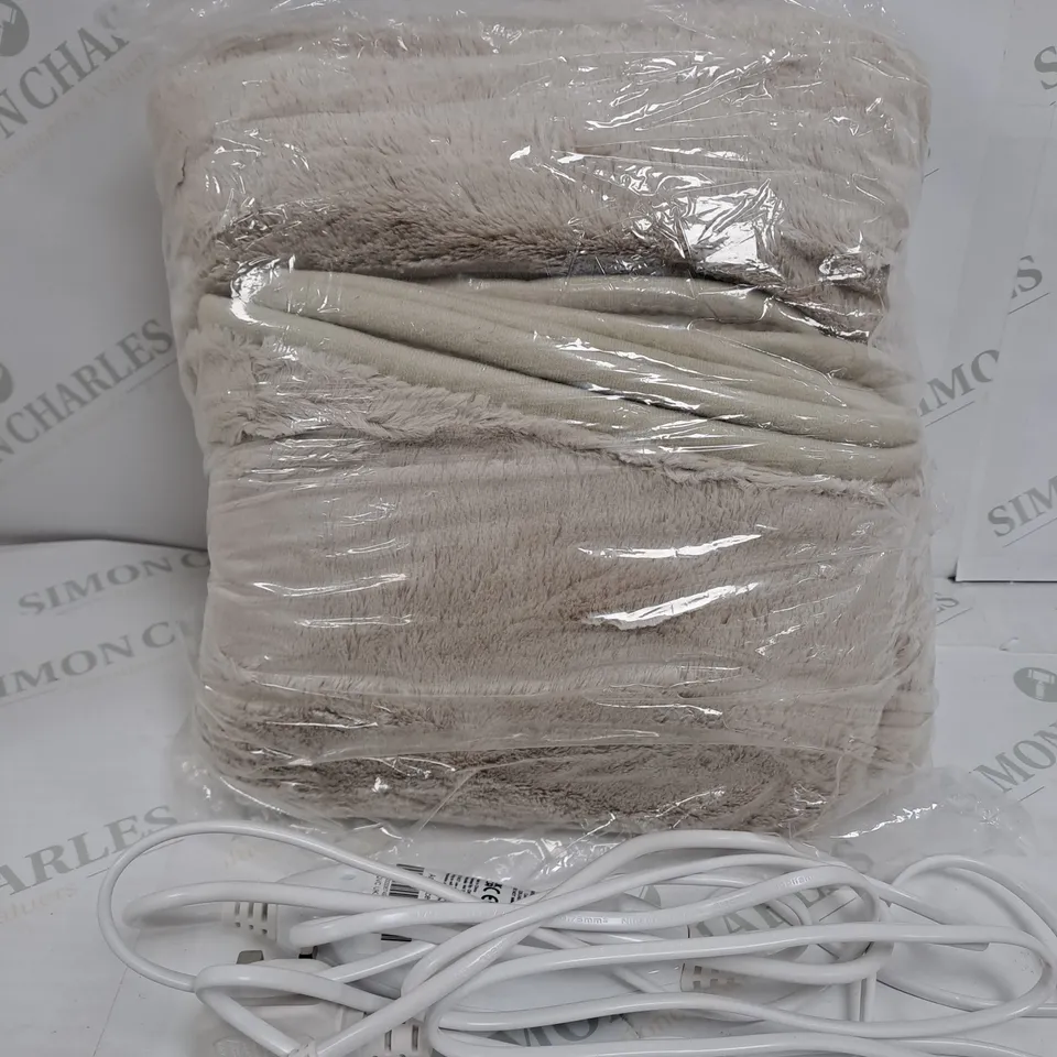 BOXED COZEE HOME VELVET SOFT HEATED BLANKET - STONE