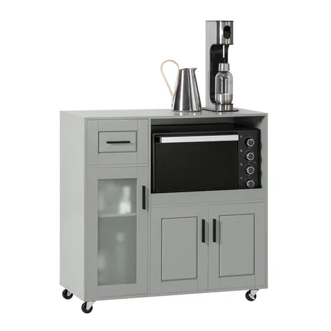 BOXED SOBUY FSB78-HG, SIDEBOARD MICROWAVE CABINET DINING ROOM CUPBOARD KITCHEN TROLLEY, GREY