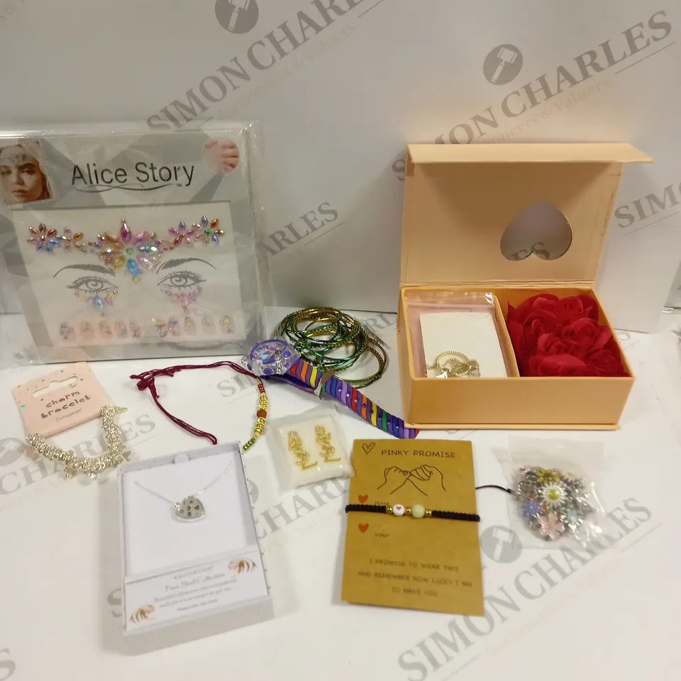 APPROXIMATELY 20 ASSORTED JEWELLERY PRODUCTS TO INCLUDE BRACELETS, NECKLACES, WATCHES ETC 