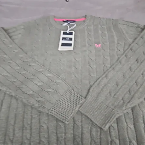 CREW CLOTHING COMPANY CABLE KNIT JUMPER - SIZE XL