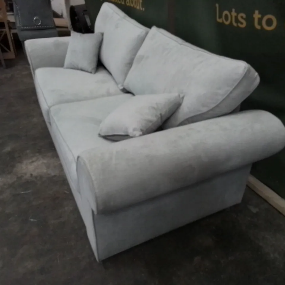 DESIGNER LIGHT GREY FABRIC THREE SEATER SOFA