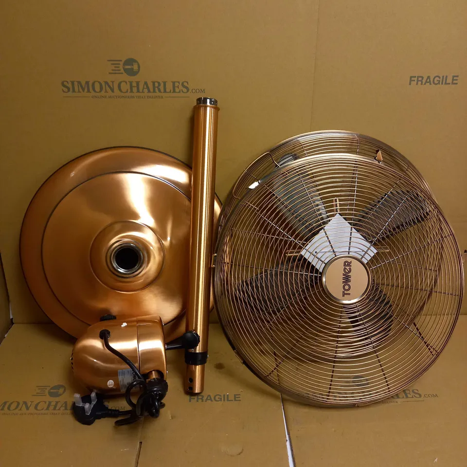 TOWER T643000B CAVALETTO 16” METAL PEDESTAL FAN, 50W, ROSE GOLD AND BLACK