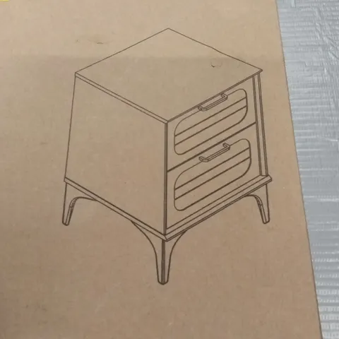 BOXED 2 DRAWER BEDSIDE TABLE - PARCHMENT (1 BOX)