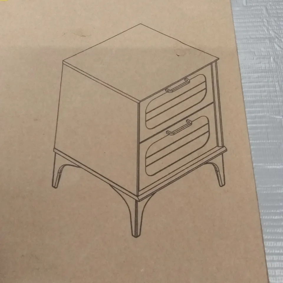 BOXED 2 DRAWER BEDSIDE TABLE - PARCHMENT (1 BOX)