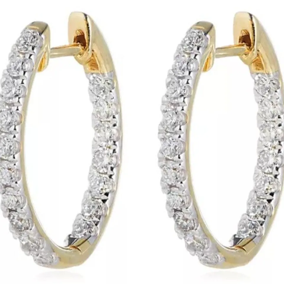 FIRE LIGHT 1CT DIAMOND LAB GROWN HOOP EARRINGS 9CT GOLD