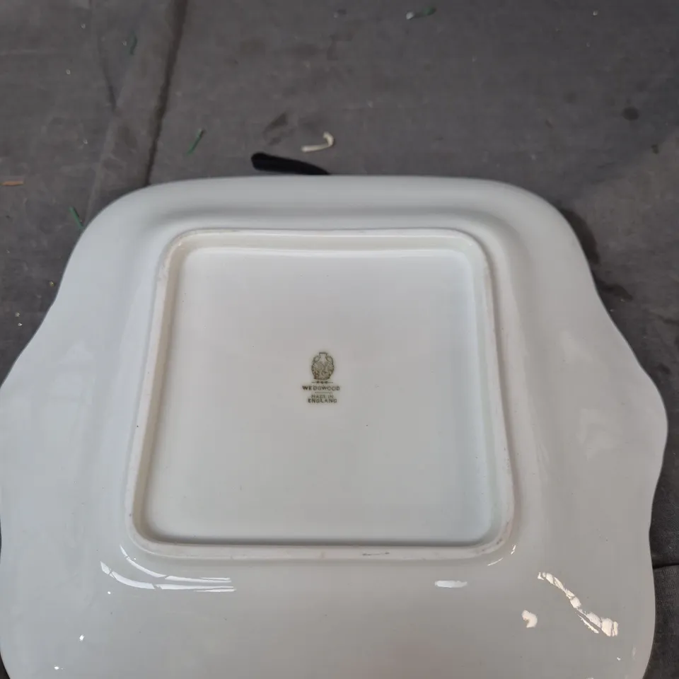 WEDGWOOD SQUARE PLATE, BLUE & WHITE WITH GOLD RIM – MADE IN ENGLAND