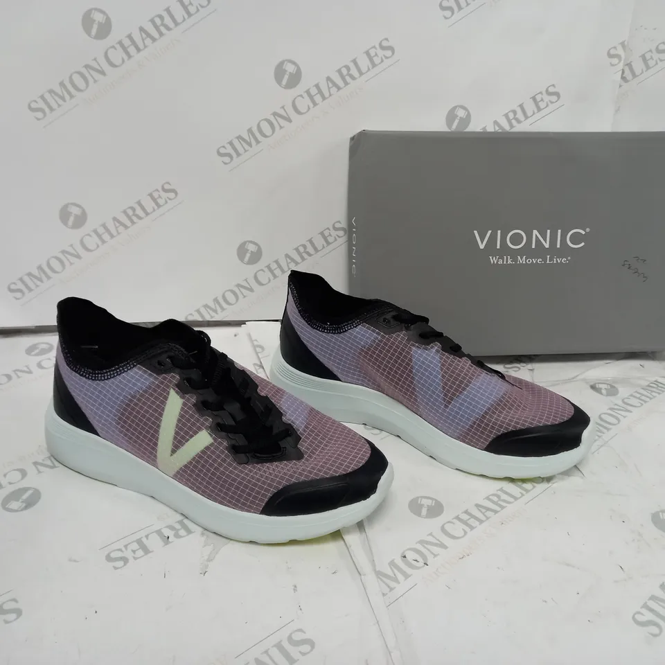 BOXED VIONIC CELESTE TRAINERS, BLACK - SIZE 6