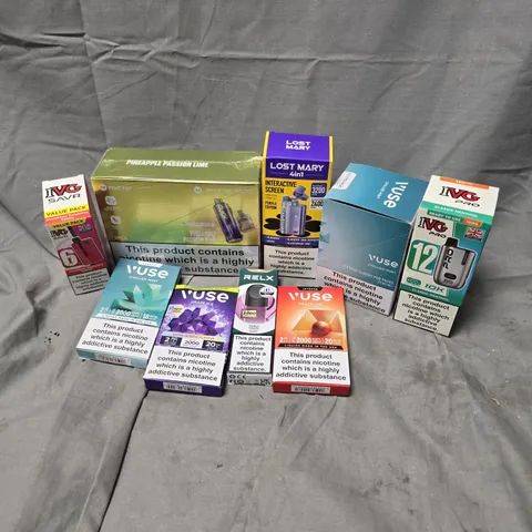 APPROXIMATELY 20 ASSORTED E-CIGARETTE PRODUCTS TO INCLUDE BRANDS SUCH AS IVG PRO, VUSE, LOST MARY, ETC - COLLECTION ONLY