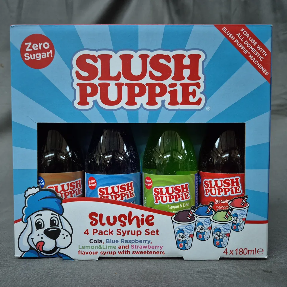 BOXED SLUSH PUPPIE SLUSHIE 4 PACK SYRUP SET - COLLECTION ONLY