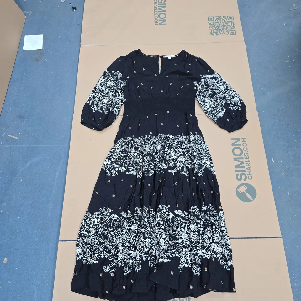 WHITE STUFF NAVY EMBROIDERED MAXI DRESS, WOMEN'S UK 10